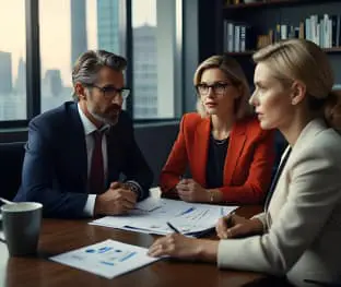 Legal advisers working with a client